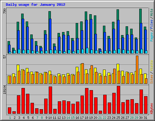Daily usage for January 2012