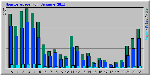 Hourly usage for January 2011